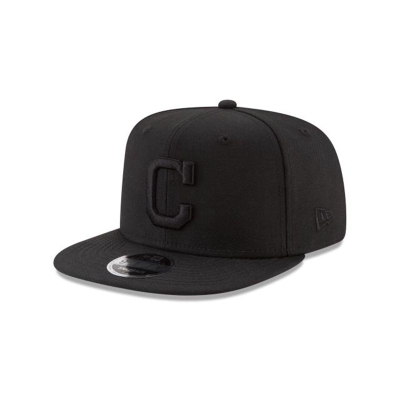 Cleveland Indians Gorra | New Era MLB Black On Black High Crown 9fifty Snapback Cap Mexico - Negros